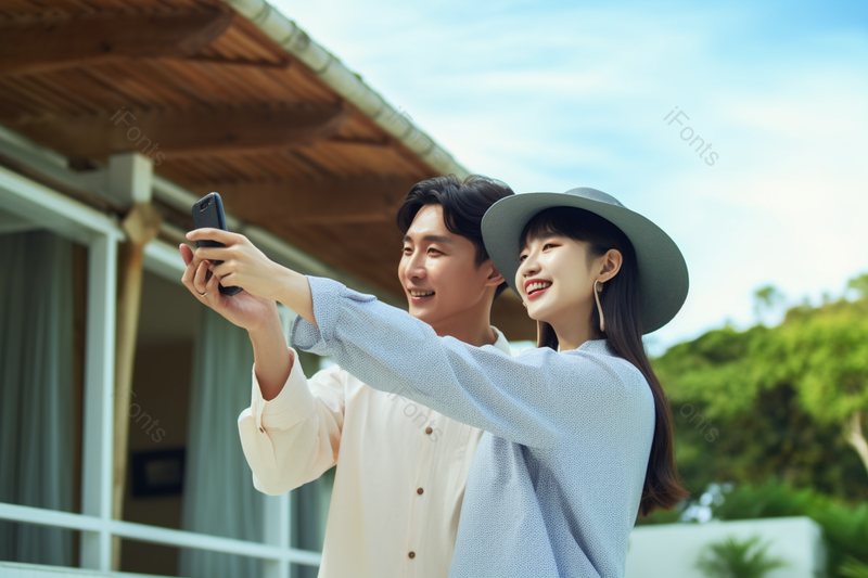 旅游度假年轻情侣手机自拍,高清,摄影图,摄影图片,图片大全,摄影图免费下载